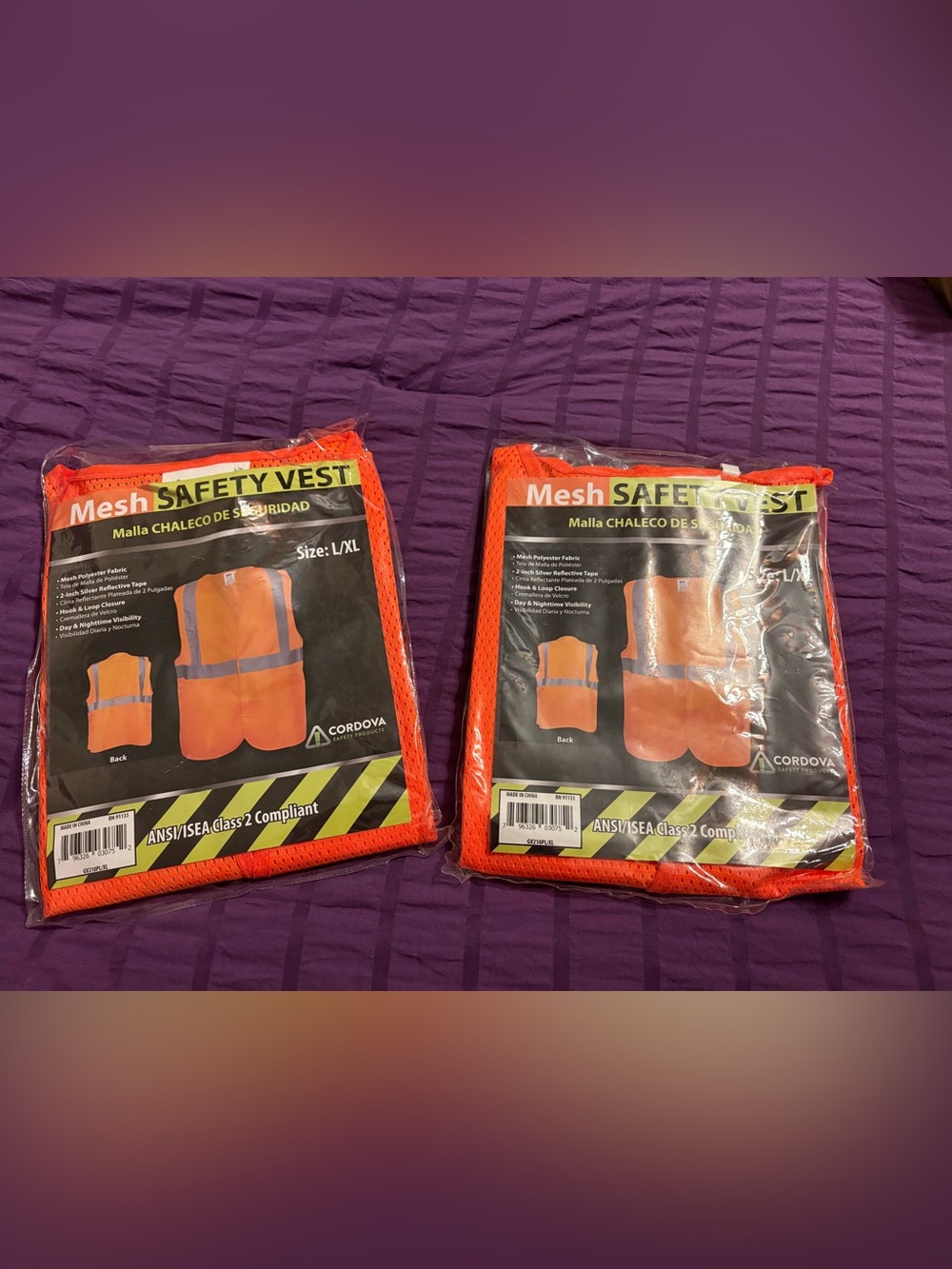 Cordova Mesh Safety Vest Vests Orange L/XL NWT 2pk